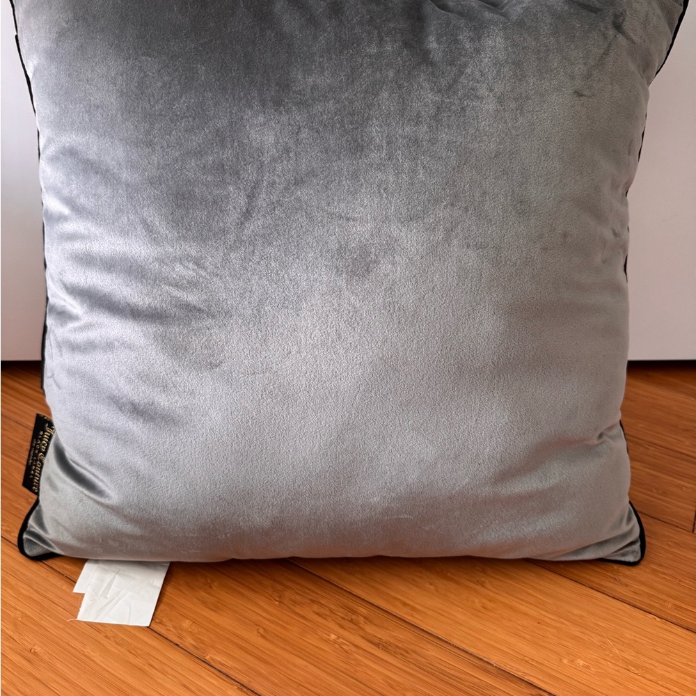 Juicy Couture Silver Velvet Pillow with Rhinestone Crown - Picture 2 of 3